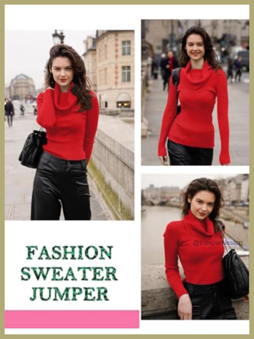 Stretchable Cowl Neck Ribbed Knit Long Sleeve Slim Fit Bodycon Sweater - Picture 3 of 6